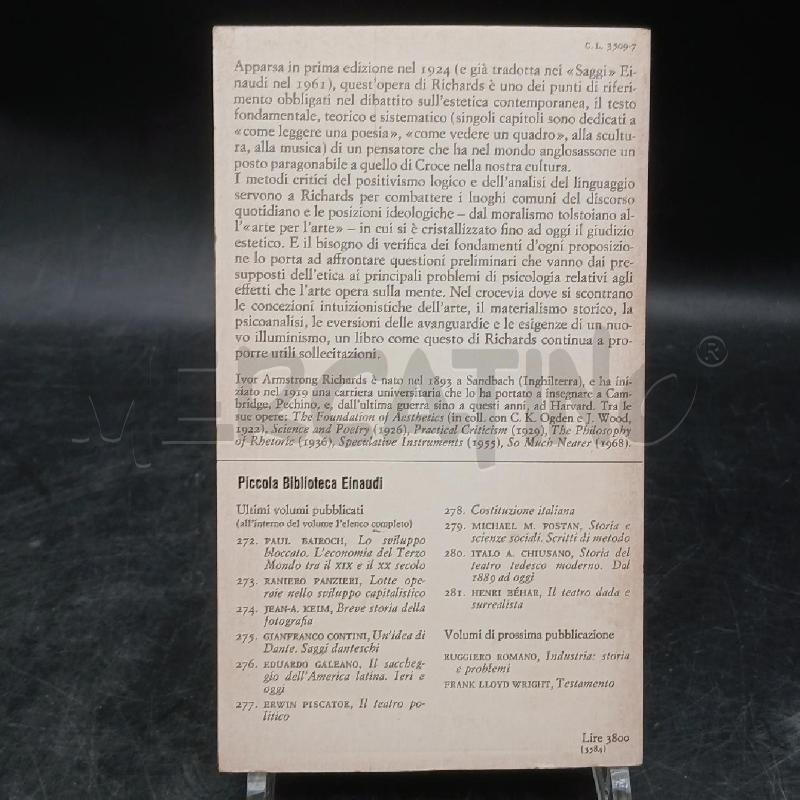 EINAUDI RICHARDS I FONDAMENTI DELLA CRTITICA LETTERARIA | Mercatino dell'Usato Roma garbatella 3