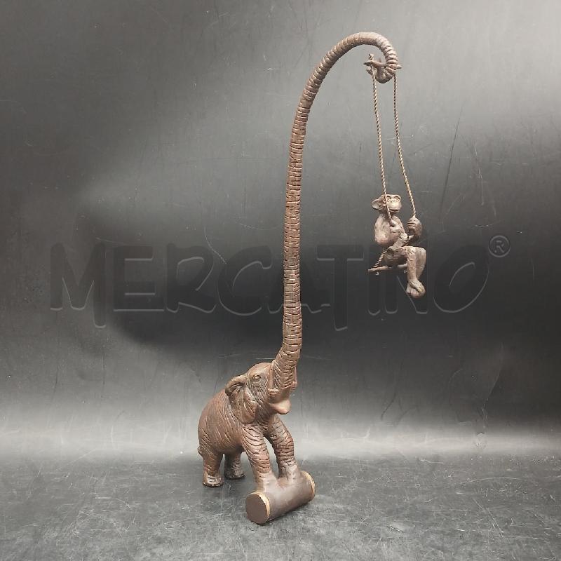 ELEFANTE CON SCIMMIA BRONZO | Mercatino dell'Usato Roma garbatella 2