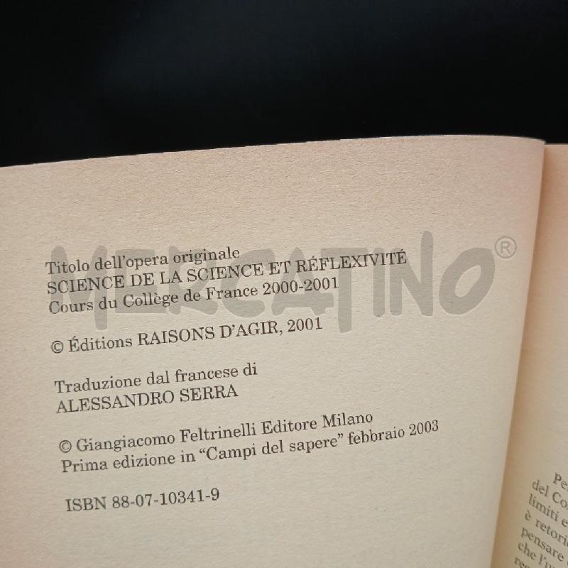 FELTRINELLI P. BOURDIEU IL MESTIERE DI SCIENZIATO | Mercatino dell'Usato Roma garbatella 4