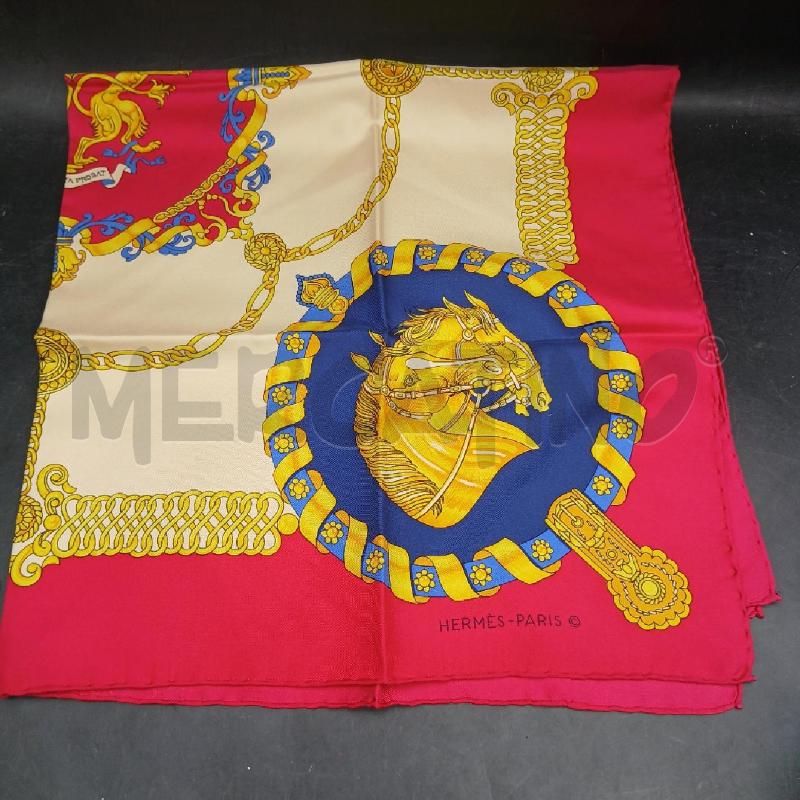 FOULARD HERMES EXITUS ACTA PROBAT ROSSO BEIGE GIALLO | Mercatino dell'Usato Roma garbatella 1