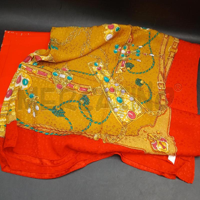 FOULARD LAURA BIAGIOTTI MARRONE E ROSSO  | Mercatino dell'Usato Roma garbatella 1
