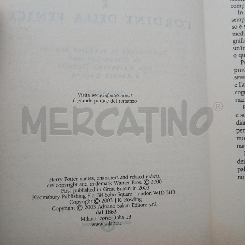 HARRY POTTER ORDINE DELLA FENICE 1 ED NO COPERTINA  | Mercatino dell'Usato Roma garbatella 4