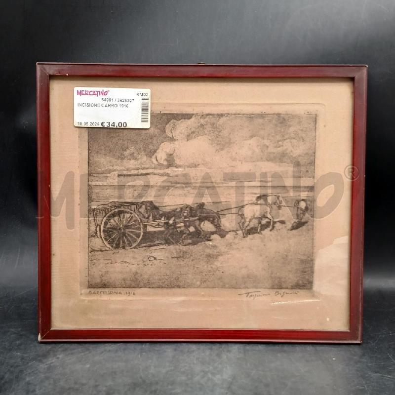 INCISIONE CARRO 1916 | Mercatino dell'Usato Roma garbatella 1