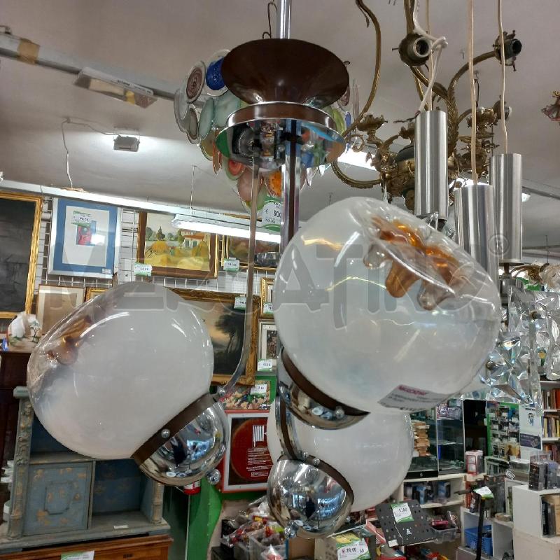 LAMPADARIO CROMO VETRO 3LUCI | Mercatino dell'Usato Roma garbatella 1