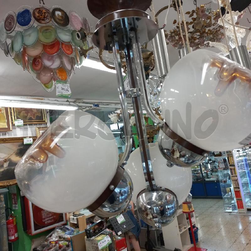 LAMPADARIO CROMO VETRO 3LUCI | Mercatino dell'Usato Roma garbatella 3