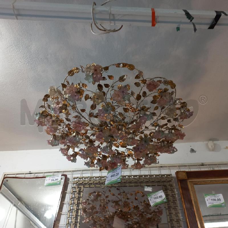 LAMPADARIO FIORI VETRO MURANO 12L | Mercatino dell'Usato Roma garbatella 1