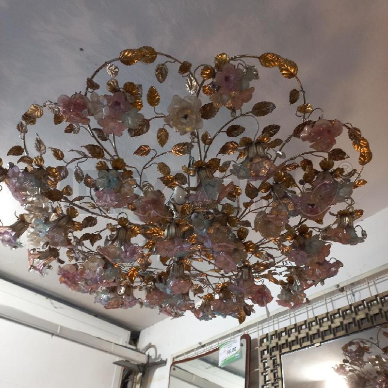 LAMPADARIO FIORI VETRO MURANO 12L | Mercatino dell'Usato Roma garbatella 3