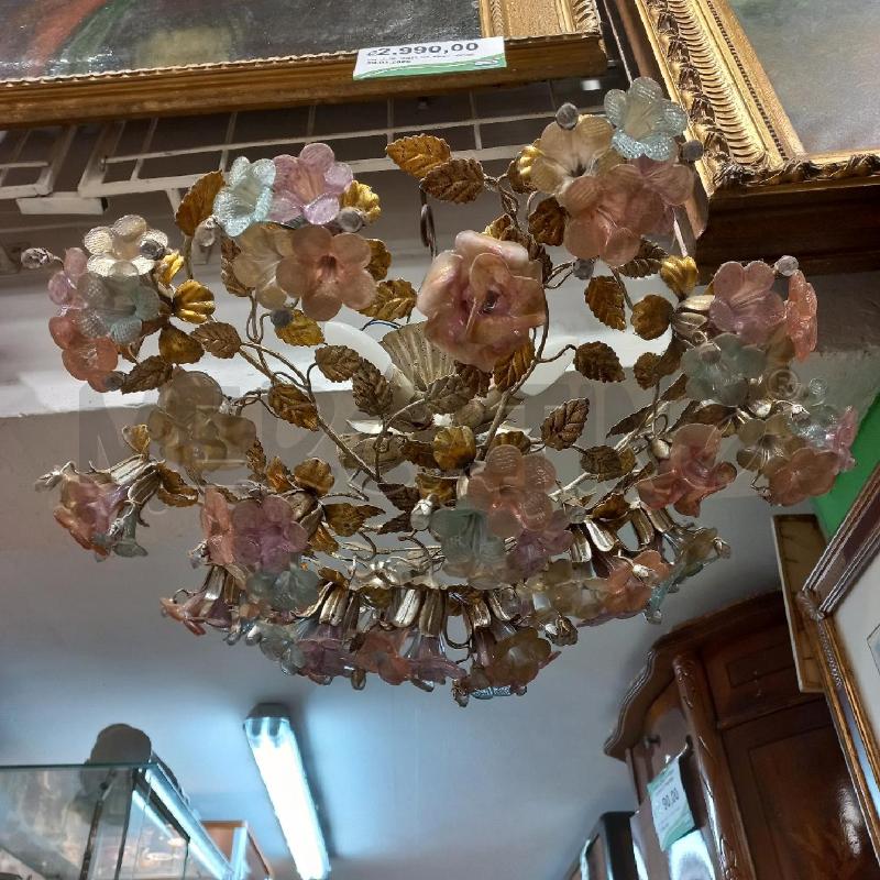 LAMPADARIO FIORI VETRO MURANO 5L | Mercatino dell'Usato Roma garbatella 1