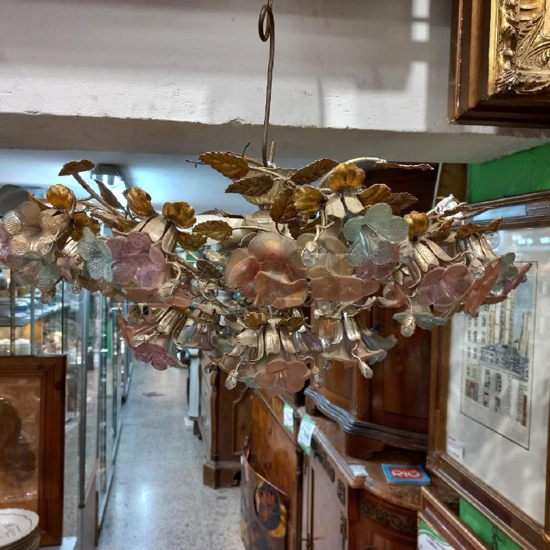 LAMPADARIO FIORI VETRO MURANO 5L | Mercatino dell'Usato Roma garbatella 2