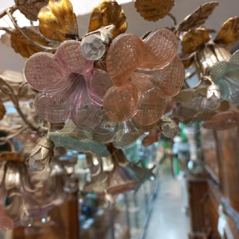 LAMPADARIO FIORI VETRO MURANO 5L | Mercatino dell'Usato Roma garbatella 3