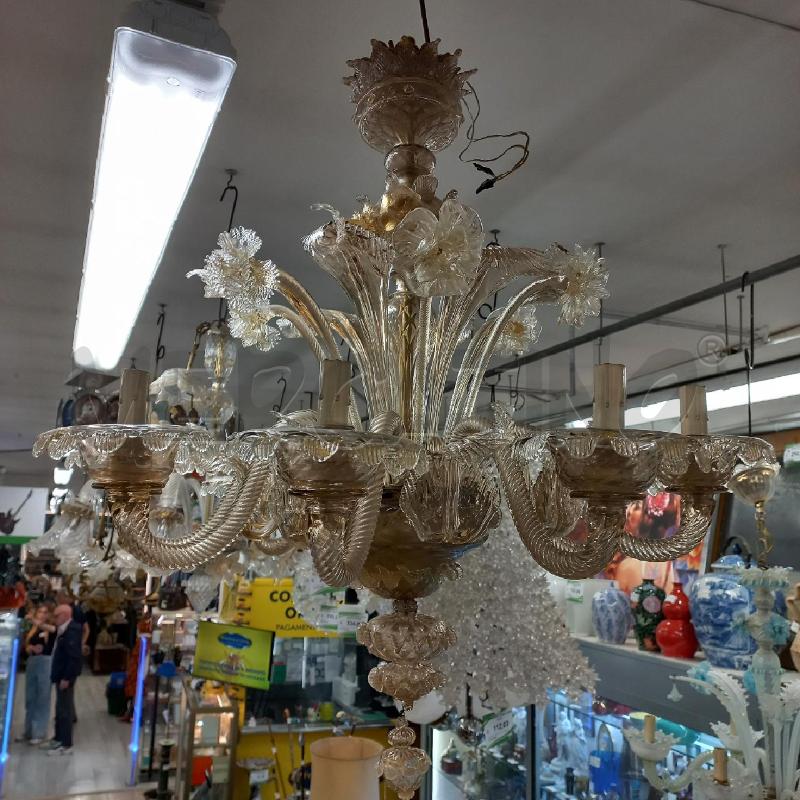 LAMPADARIO MURANO 8 LUCI GIALLO DORATO  | Mercatino dell'Usato Roma garbatella 1