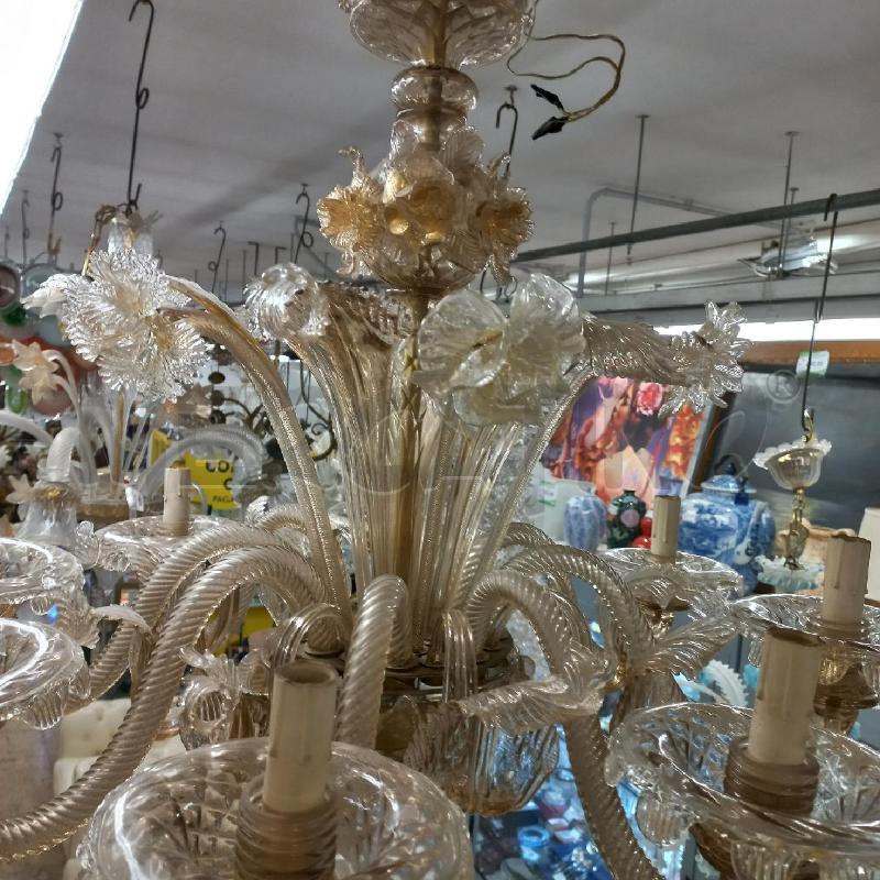 LAMPADARIO MURANO 8 LUCI GIALLO DORATO  | Mercatino dell'Usato Roma garbatella 2