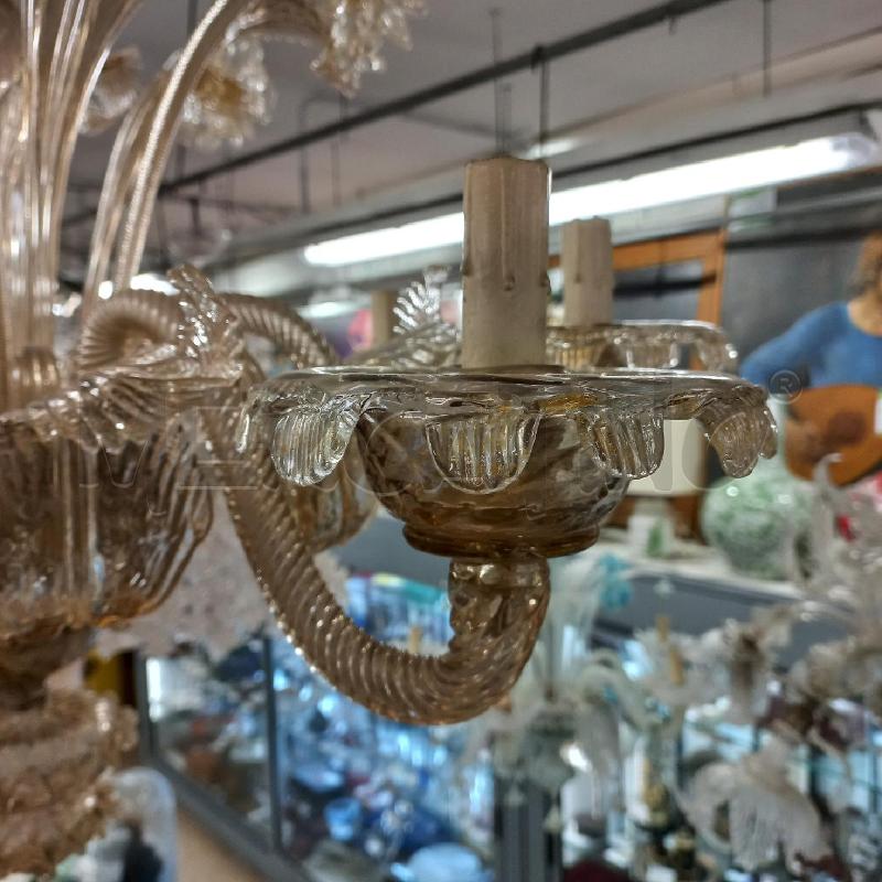 LAMPADARIO MURANO 8 LUCI GIALLO DORATO  | Mercatino dell'Usato Roma garbatella 3