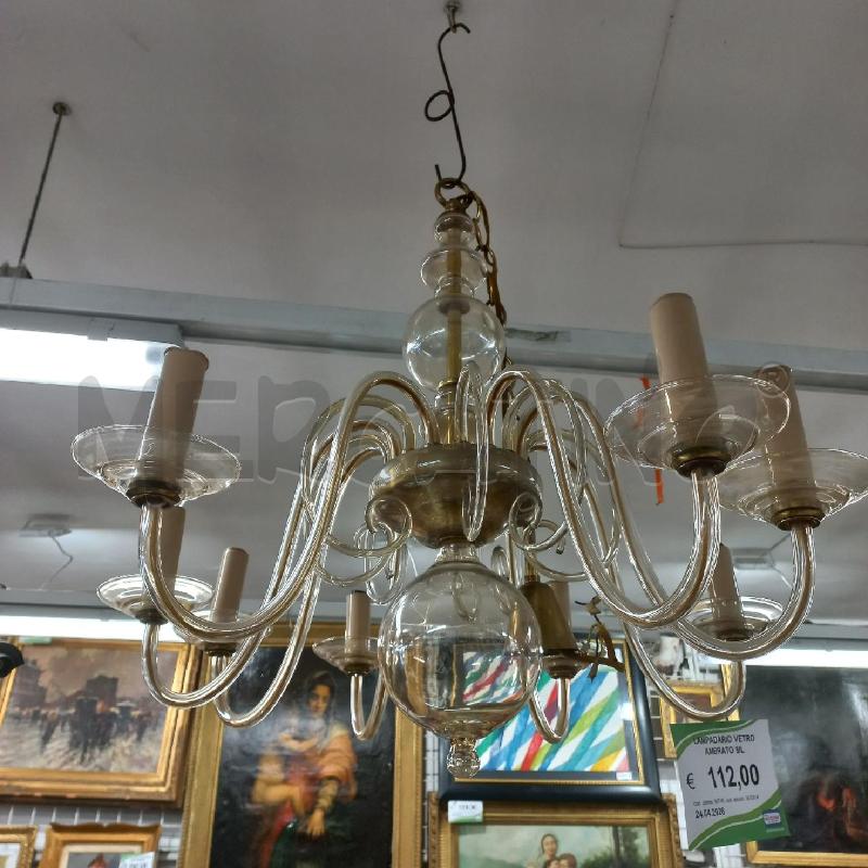 LAMPADARIO VETRO AMBRATO 8/L | Mercatino dell'Usato Roma garbatella 1