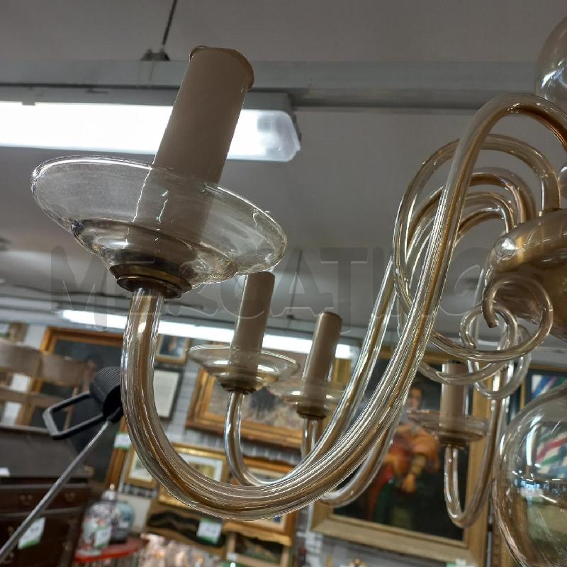 LAMPADARIO VETRO AMBRATO 8/L | Mercatino dell'Usato Roma garbatella 2