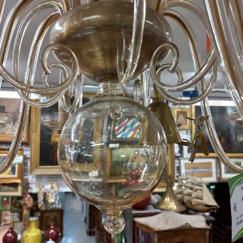 LAMPADARIO VETRO AMBRATO 8/L | Mercatino dell'Usato Roma garbatella 3
