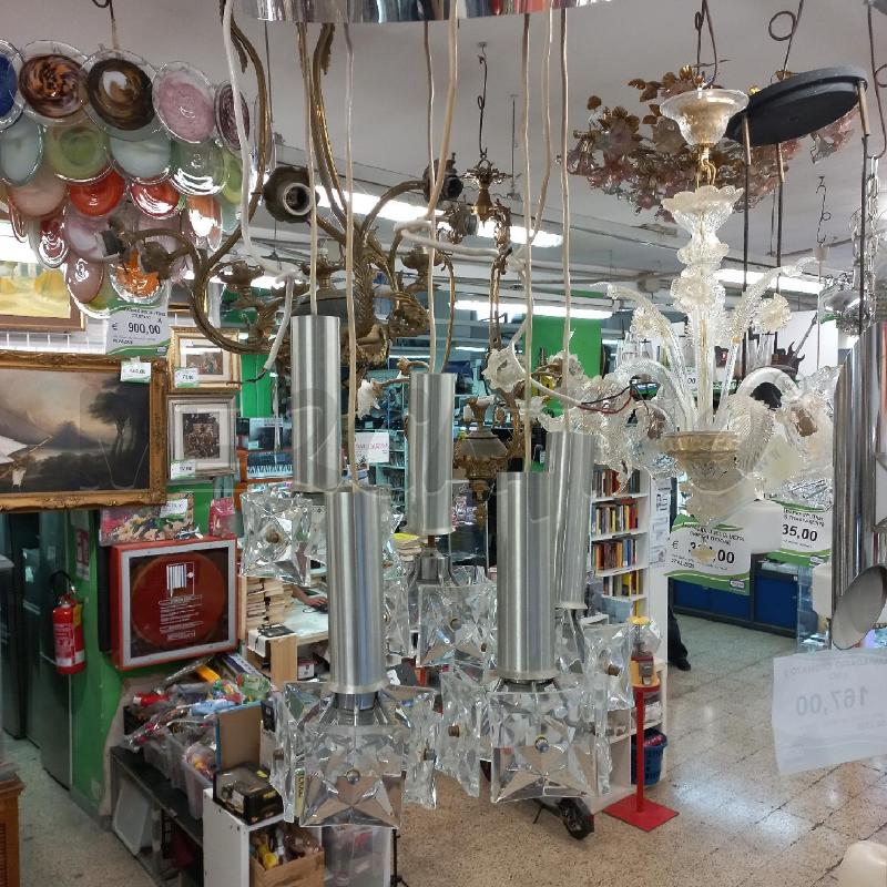 LAMPADARIO VETRO CUBI 5LUCI | Mercatino dell'Usato Roma garbatella 1