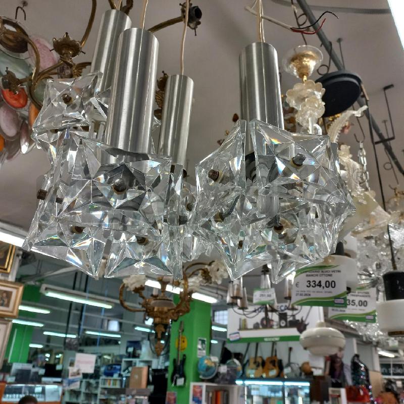LAMPADARIO VETRO CUBI 5LUCI | Mercatino dell'Usato Roma garbatella 2