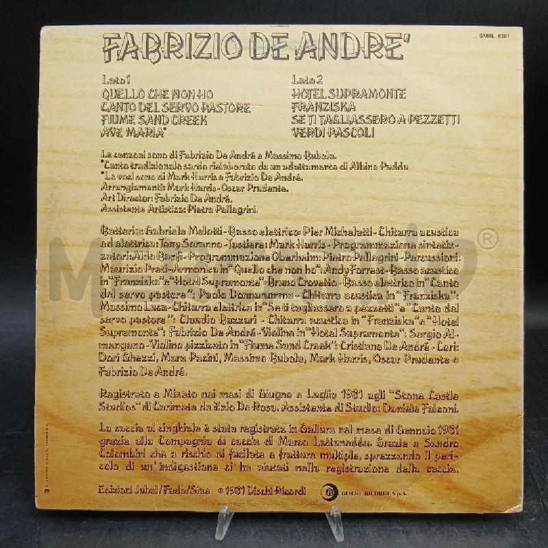 LP DE ANDRÈ FABRIZIO DE ANDRÈ  | Mercatino dell'Usato Roma garbatella 3