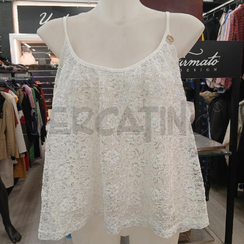 MAGLIA DONNA MANGANO BIANCO PIZZO DAMASCATO | Mercatino dell'Usato Roma garbatella 1