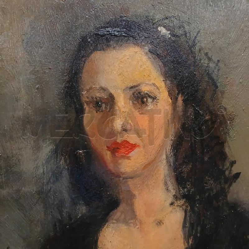 OLIO RITRATTO DONNA ANNI 40 | Mercatino dell'Usato Roma garbatella 3