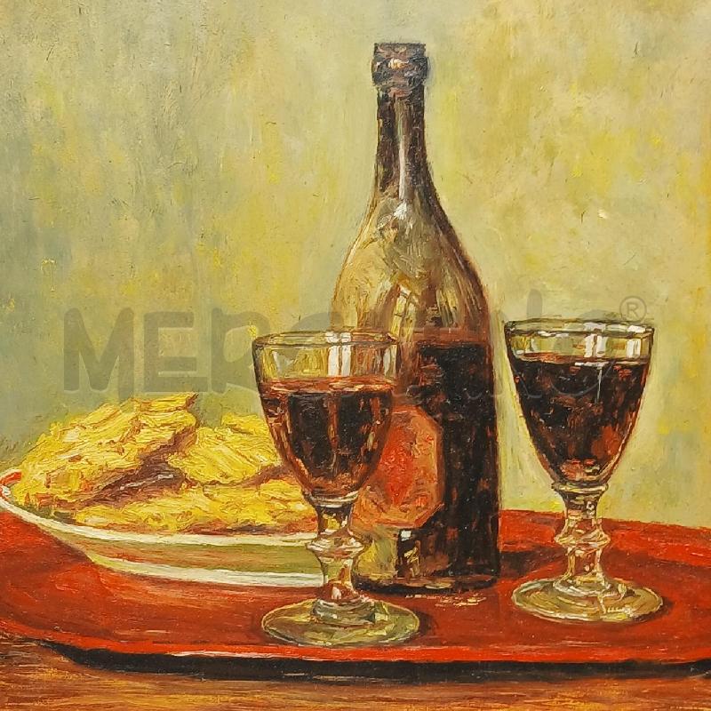 OLIO SU COMPENSATO BOTTIGLIA BICCHIERI | Mercatino dell'Usato Roma garbatella 2