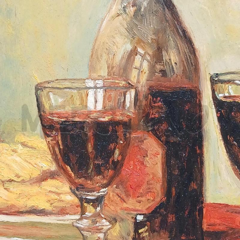 OLIO SU COMPENSATO BOTTIGLIA BICCHIERI | Mercatino dell'Usato Roma garbatella 3
