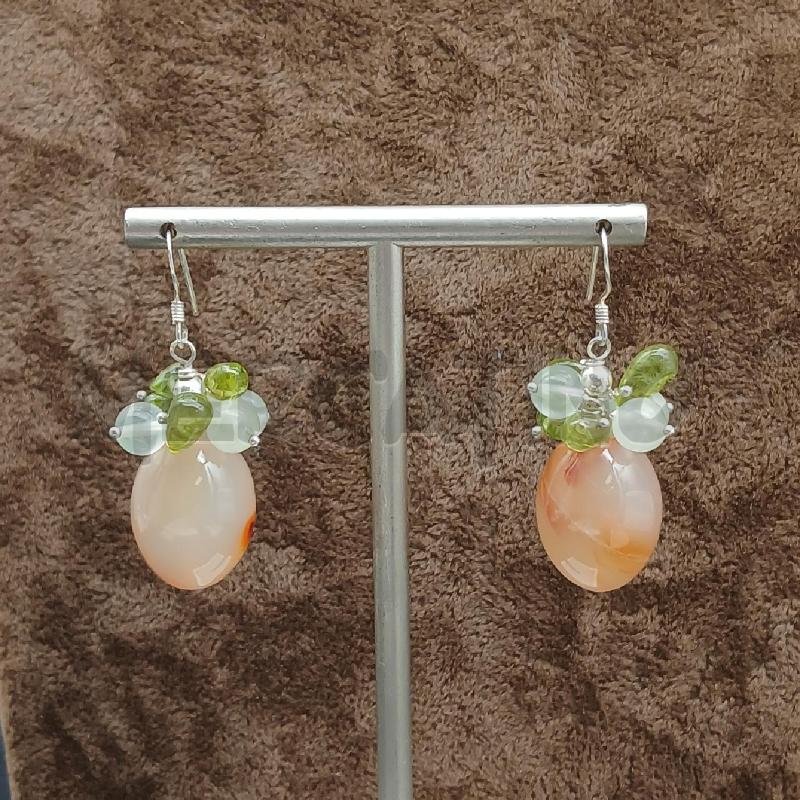 ORECCHINI ARGV DET PIETRA OVA ROSA E VERDE | Mercatino dell'Usato Roma garbatella 1