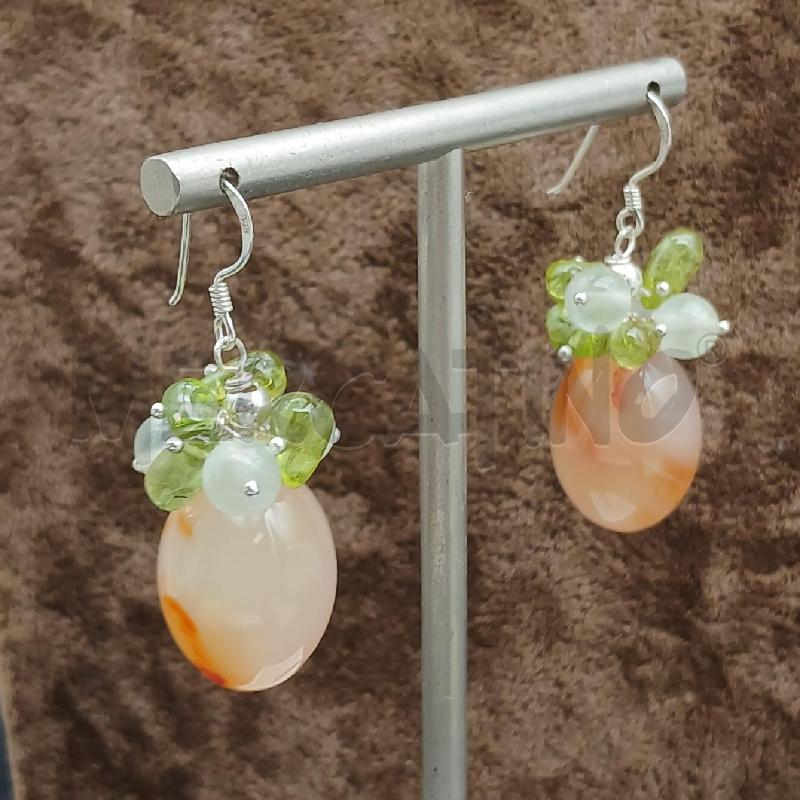 ORECCHINI ARGV DET PIETRA OVA ROSA E VERDE | Mercatino dell'Usato Roma garbatella 2