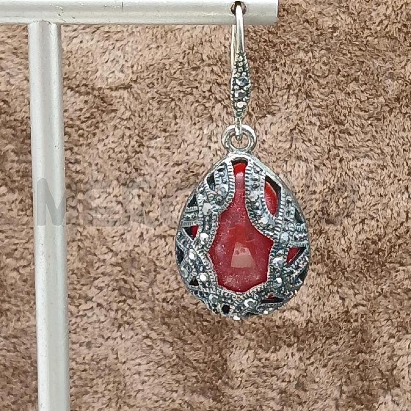 ORECCHINI ARG PEND GOCCIA ROSSO  | Mercatino dell'Usato Roma garbatella 2
