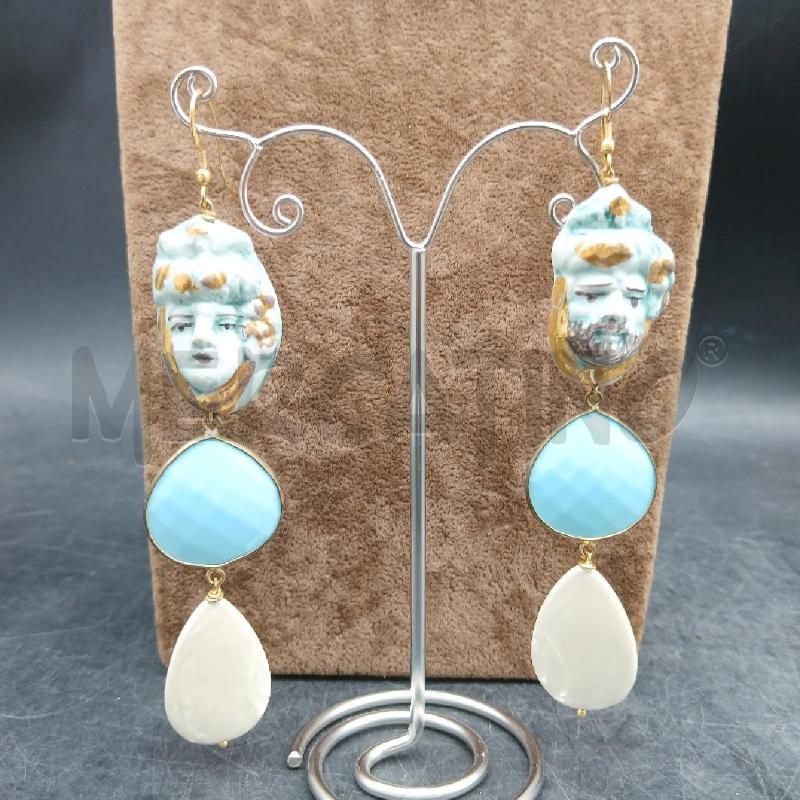 ORECCHINI CERAMICA MORO E REGINA PIETRA AZZURRA  | Mercatino dell'Usato Roma garbatella 1