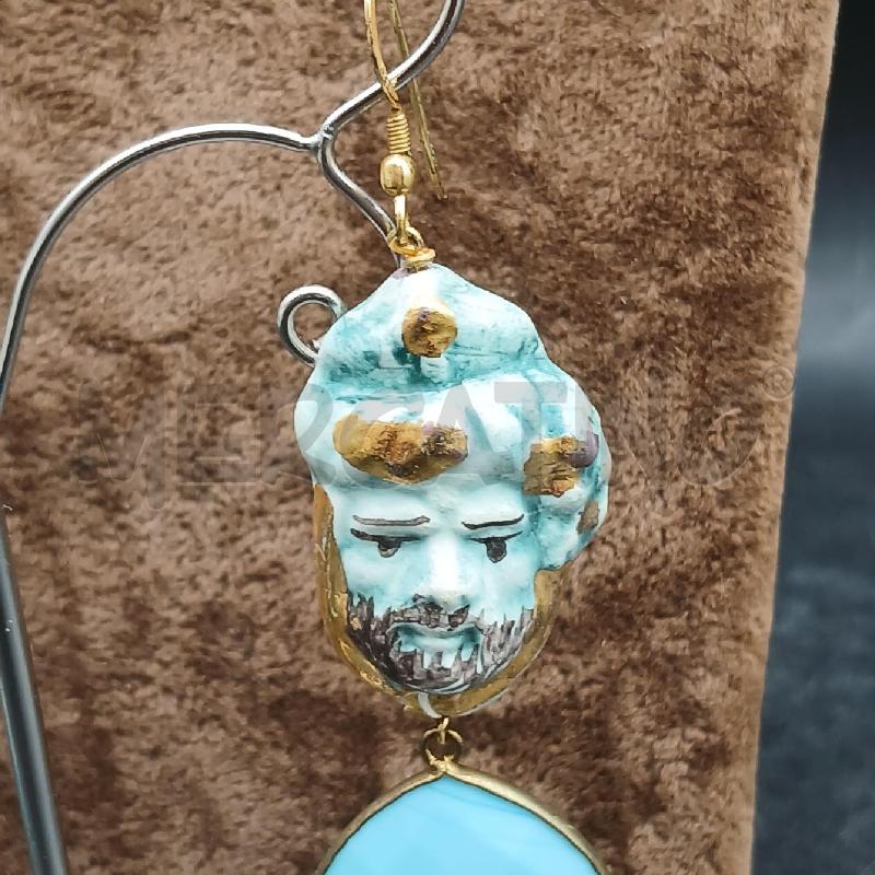 ORECCHINI CERAMICA MORO E REGINA PIETRA AZZURRA  | Mercatino dell'Usato Roma garbatella 3