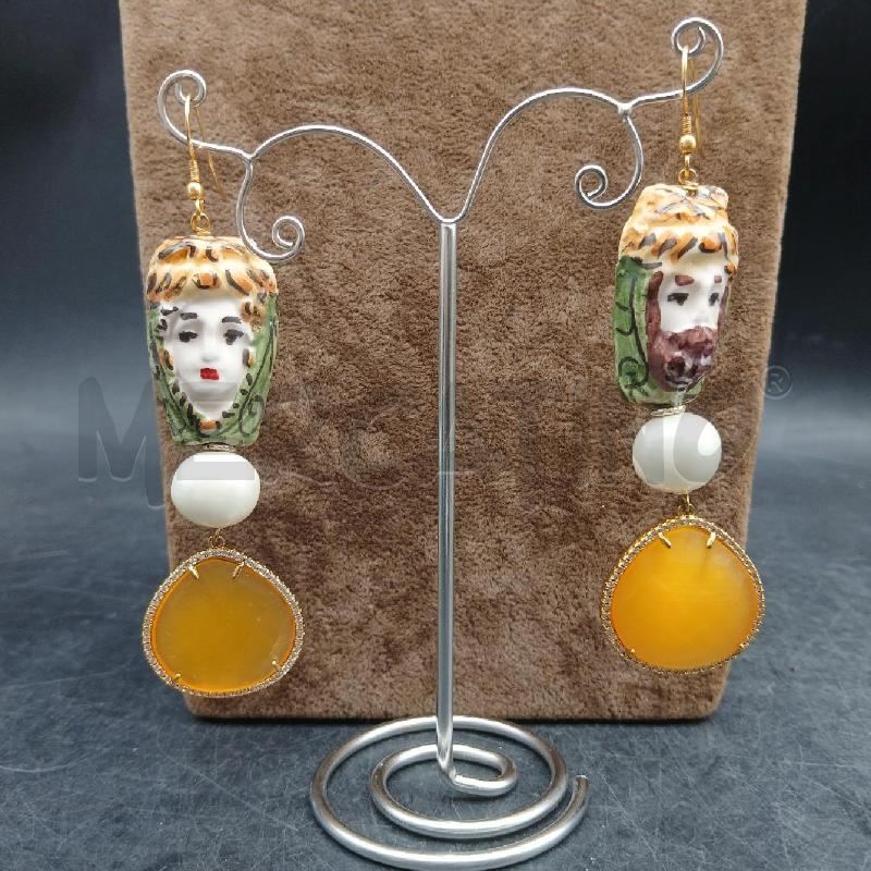 ORECCHINI CERAMICA MORO E REGINA PIETRA GIALLA  | Mercatino dell'Usato Roma garbatella 1