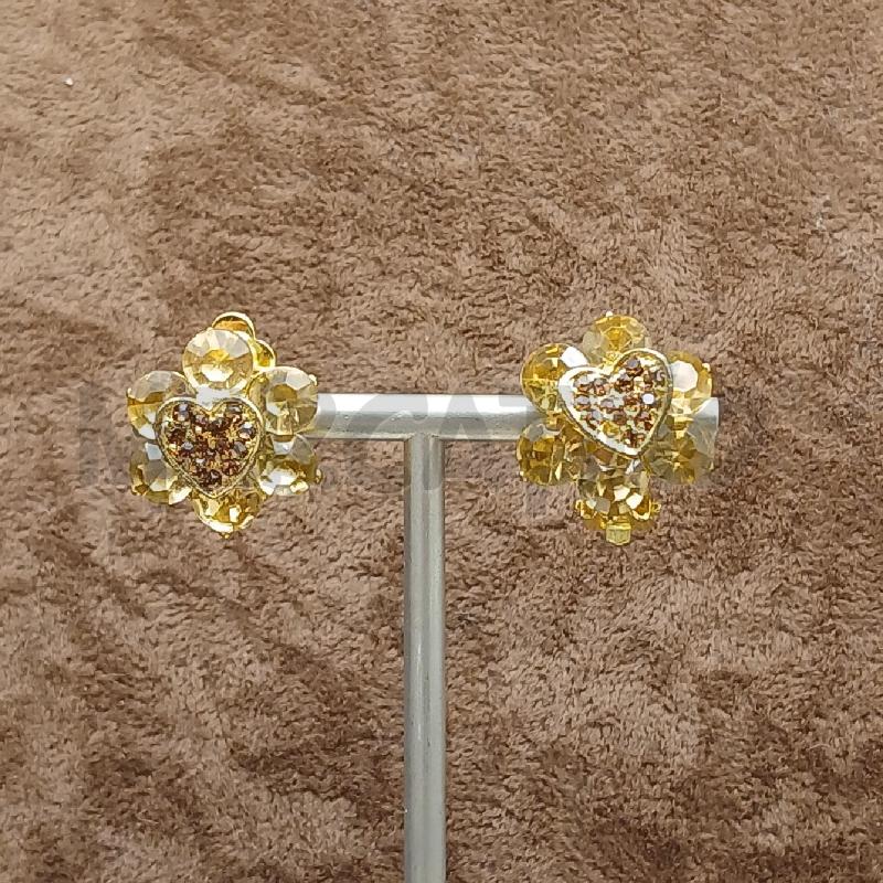 ORECCHINI CLIP FIORE CENTRALE CUOER STRASS | Mercatino dell'Usato Roma garbatella 1