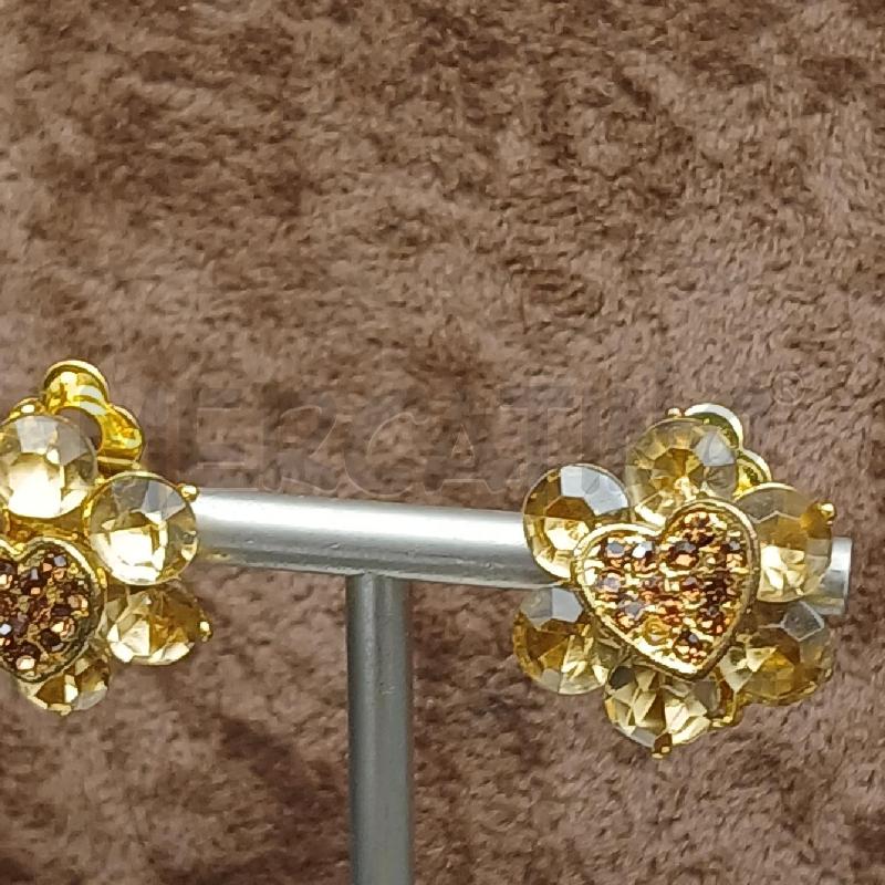 ORECCHINI CLIP FIORE CENTRALE CUOER STRASS | Mercatino dell'Usato Roma garbatella 2