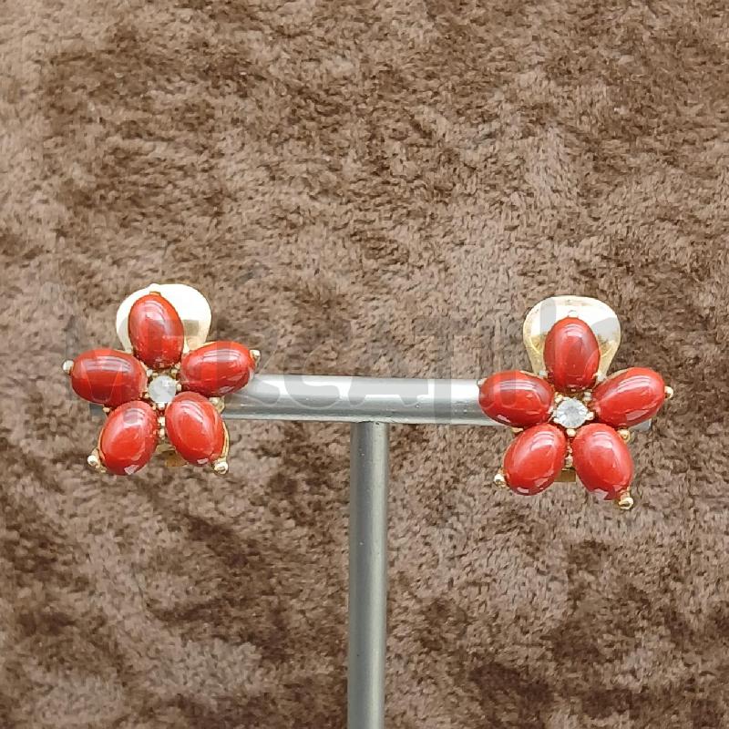 ORECCHINI CLIP FIORE ROSSO  | Mercatino dell'Usato Roma garbatella 1
