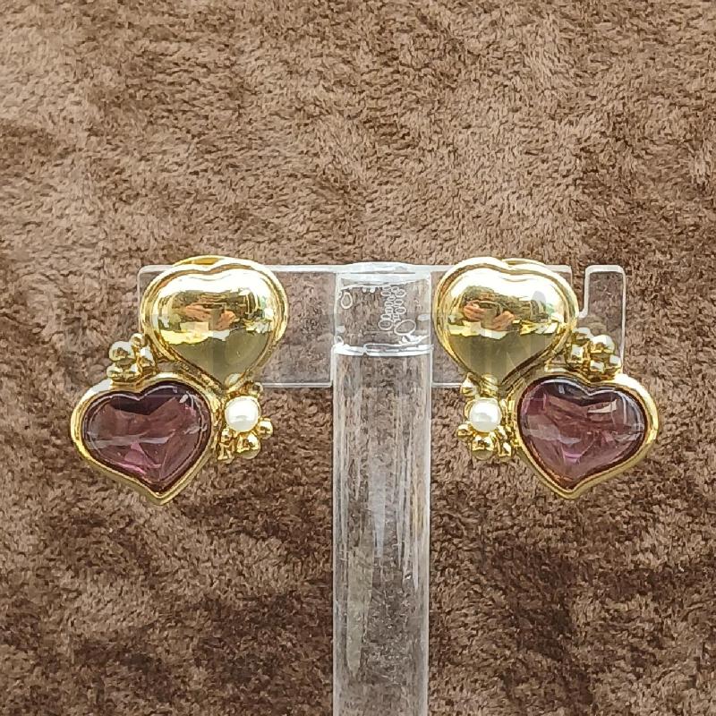 ORECCHINI PAPILLION DET CUORE E PIETRA VIOLA | Mercatino dell'Usato Roma garbatella 1