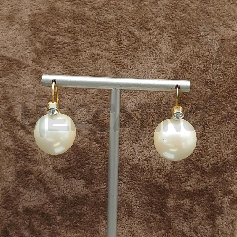 ORECCHINI PERLONA STRASS BIANCO  | Mercatino dell'Usato Roma garbatella 1