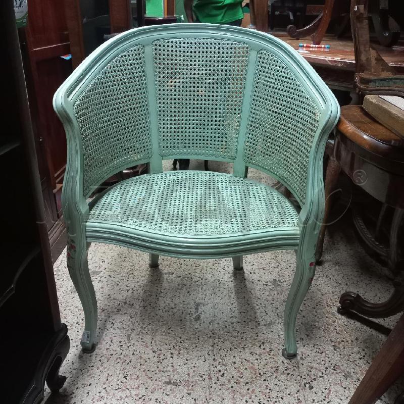 POLTRONCINA PAGLIA VERDE FIORI | Mercatino dell'Usato Roma garbatella 1