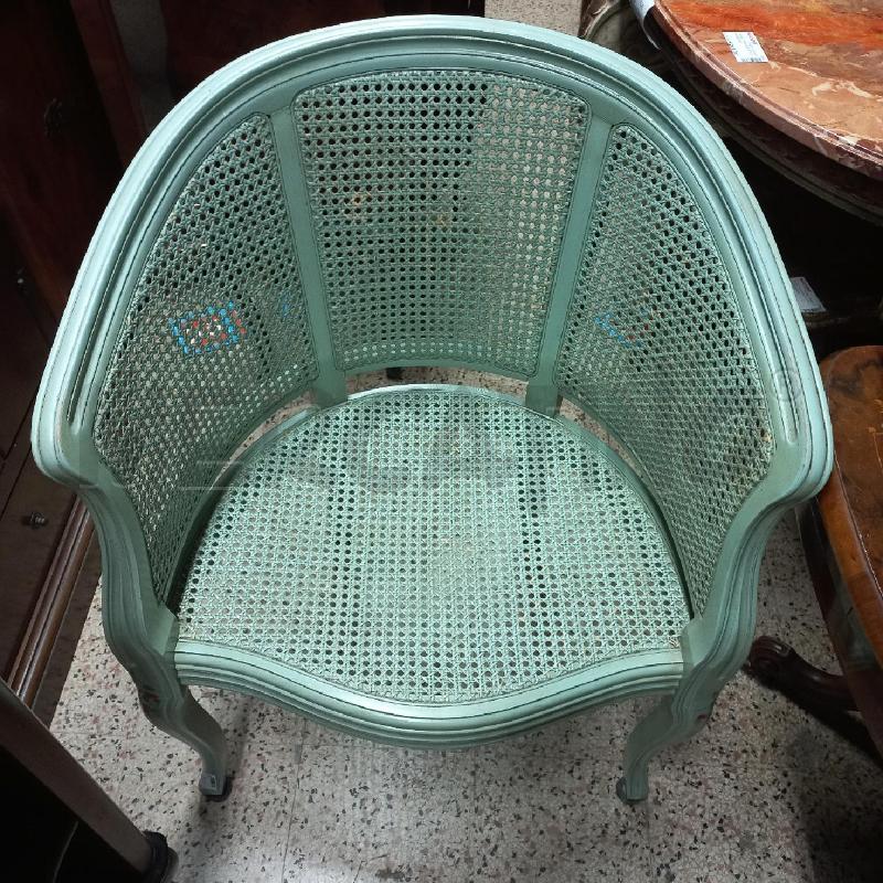 POLTRONCINA PAGLIA VERDE FIORI | Mercatino dell'Usato Roma garbatella 2