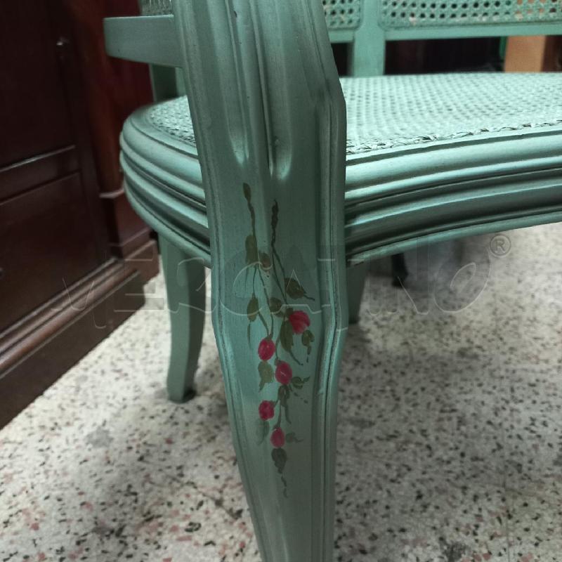 POLTRONCINA PAGLIA VERDE FIORI | Mercatino dell'Usato Roma garbatella 3