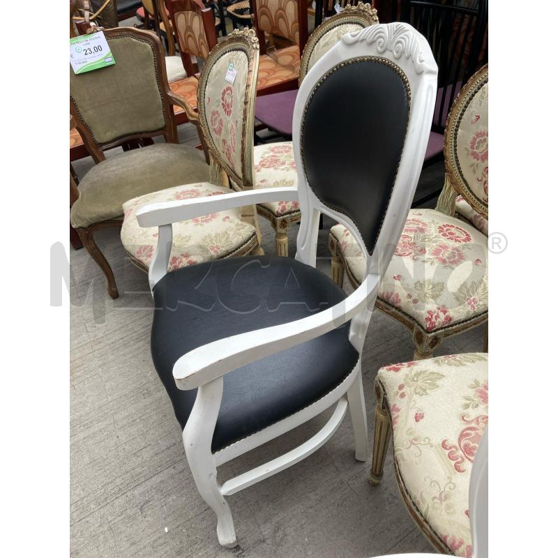 POLTRONCINA  BIANCA PELLE NERA | Mercatino dell'Usato Roma garbatella 2