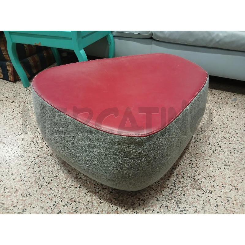 POUF GRIGIO PELLE ROSSA | Mercatino dell'Usato Roma garbatella 1