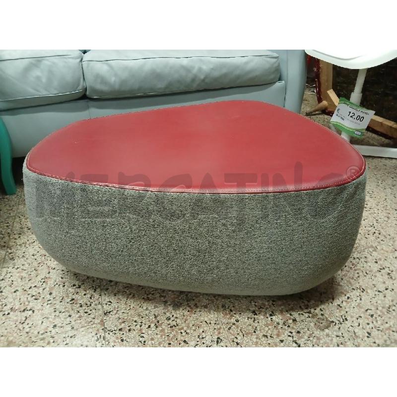 POUF GRIGIO PELLE ROSSA | Mercatino dell'Usato Roma garbatella 3