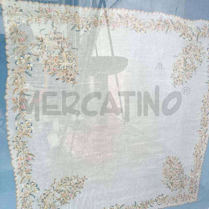 QUADRO GRANDE STOFA RICAMO FIORI  | Mercatino dell'Usato Roma garbatella 3