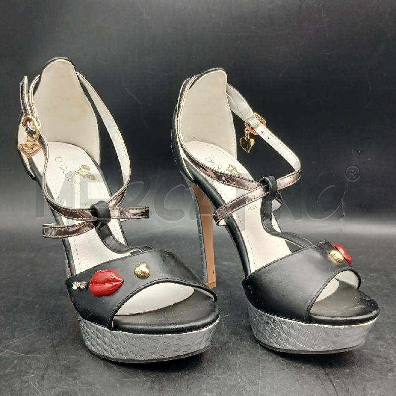 SANDALI DONNA BRACCIALINI NERO T/ARGENTO | Mercatino dell'Usato Roma garbatella 1