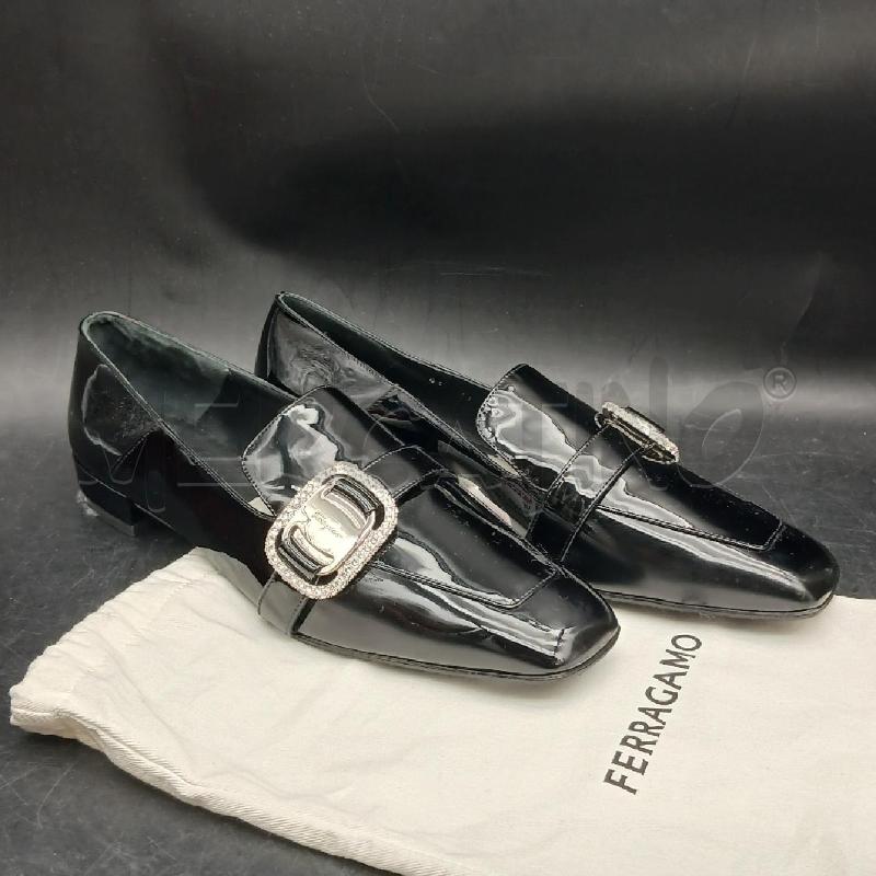 SCARPE D SALVATORE FERRAGAMO NERO VERNICE | Mercatino dell'Usato Roma garbatella 1