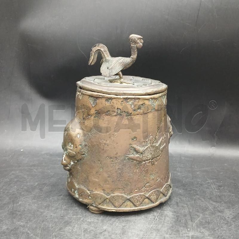 SCATOLA AFRICANA DORATA VOLTI UCCELLO | Mercatino dell'Usato Roma garbatella 3