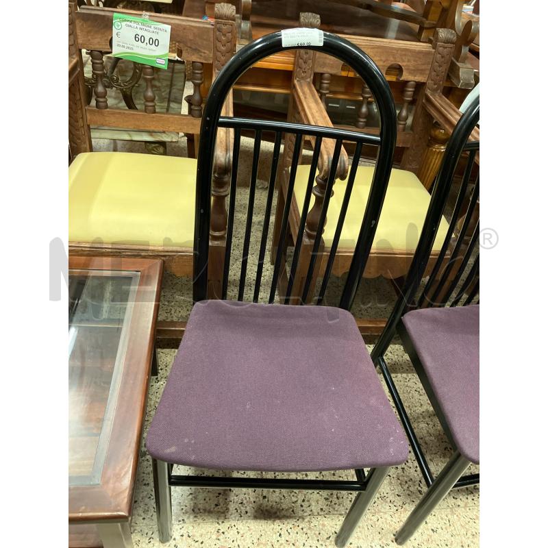 SEDIE PZ. 4 NERE LACCATE SEDUTA VIOLA  | Mercatino dell'Usato Roma garbatella 1