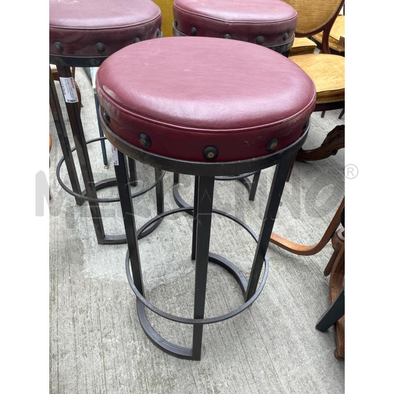 SGABELLO STILE INDUSTRIAL PELLE ROSSA | Mercatino dell'Usato Roma garbatella 1